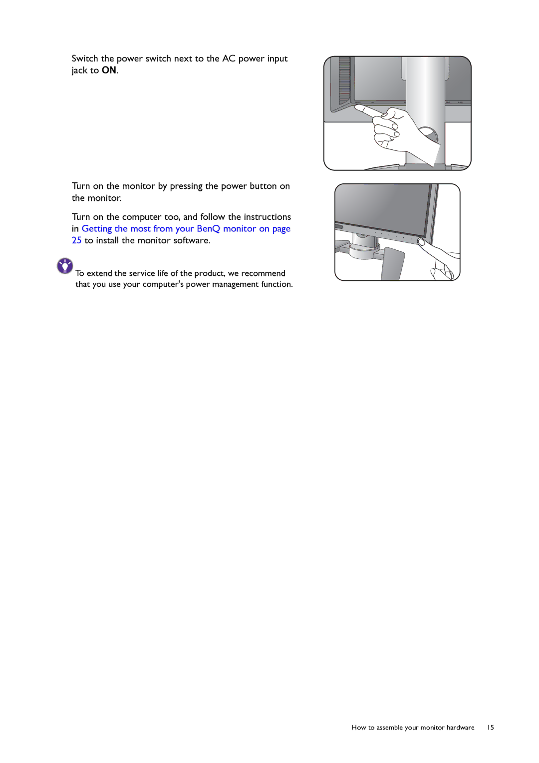 BenQ PG240IPT user manual How to assemble your monitor hardware 