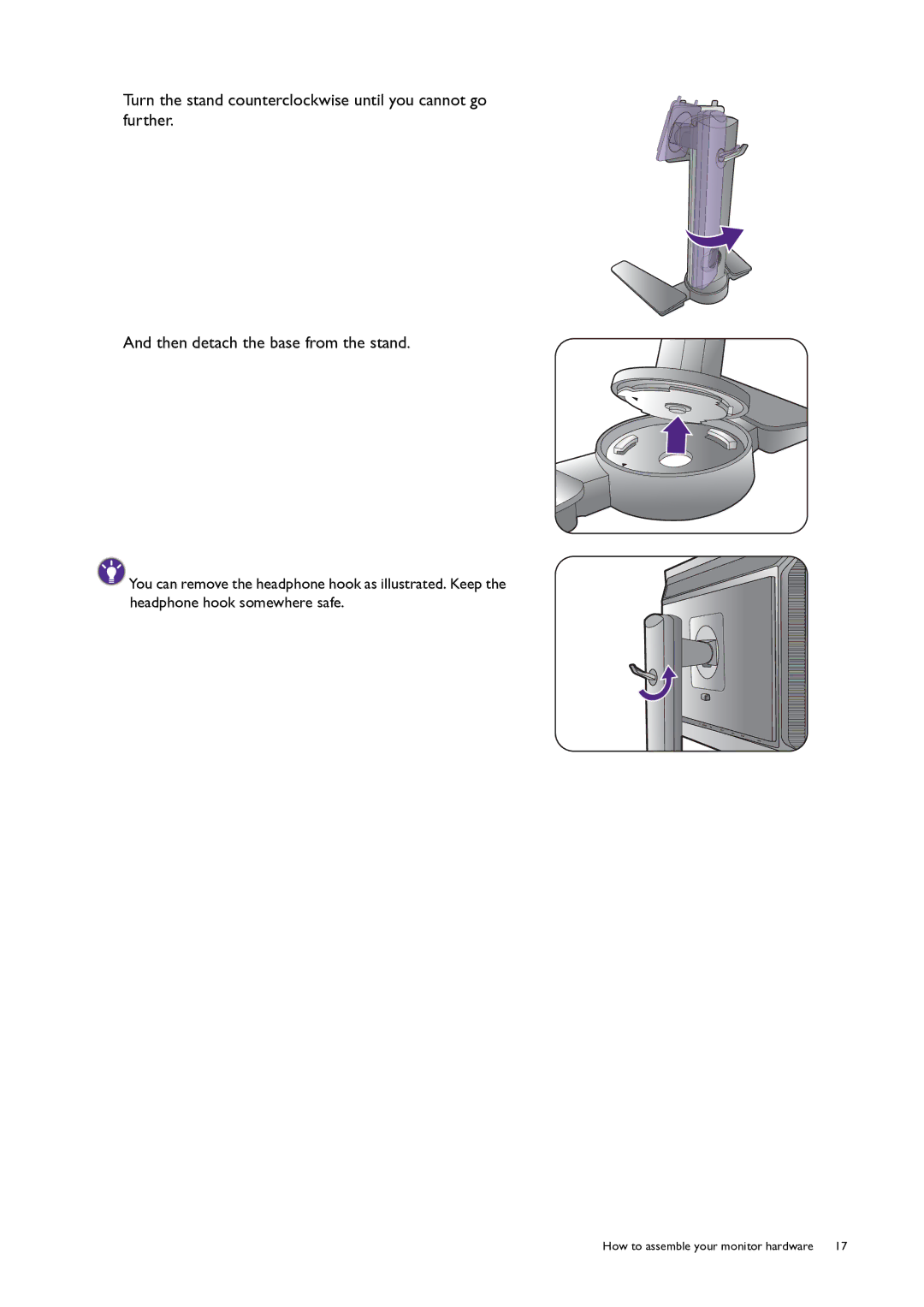 BenQ PG240IPT user manual How to assemble your monitor hardware 