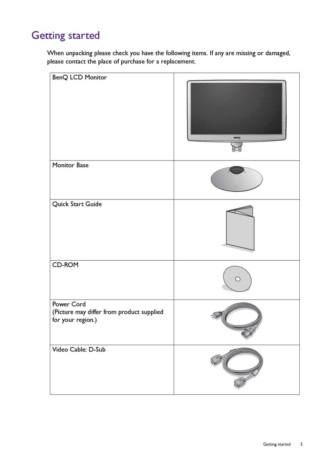 BenQ RL2240H user manual Getting started, Cd-Rom 