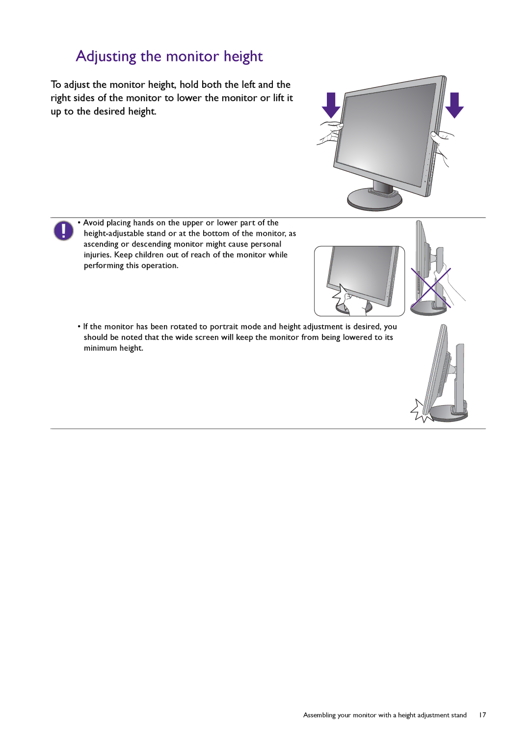 BenQ RL2450H / RL2450HT user manual Adjusting the monitor height 