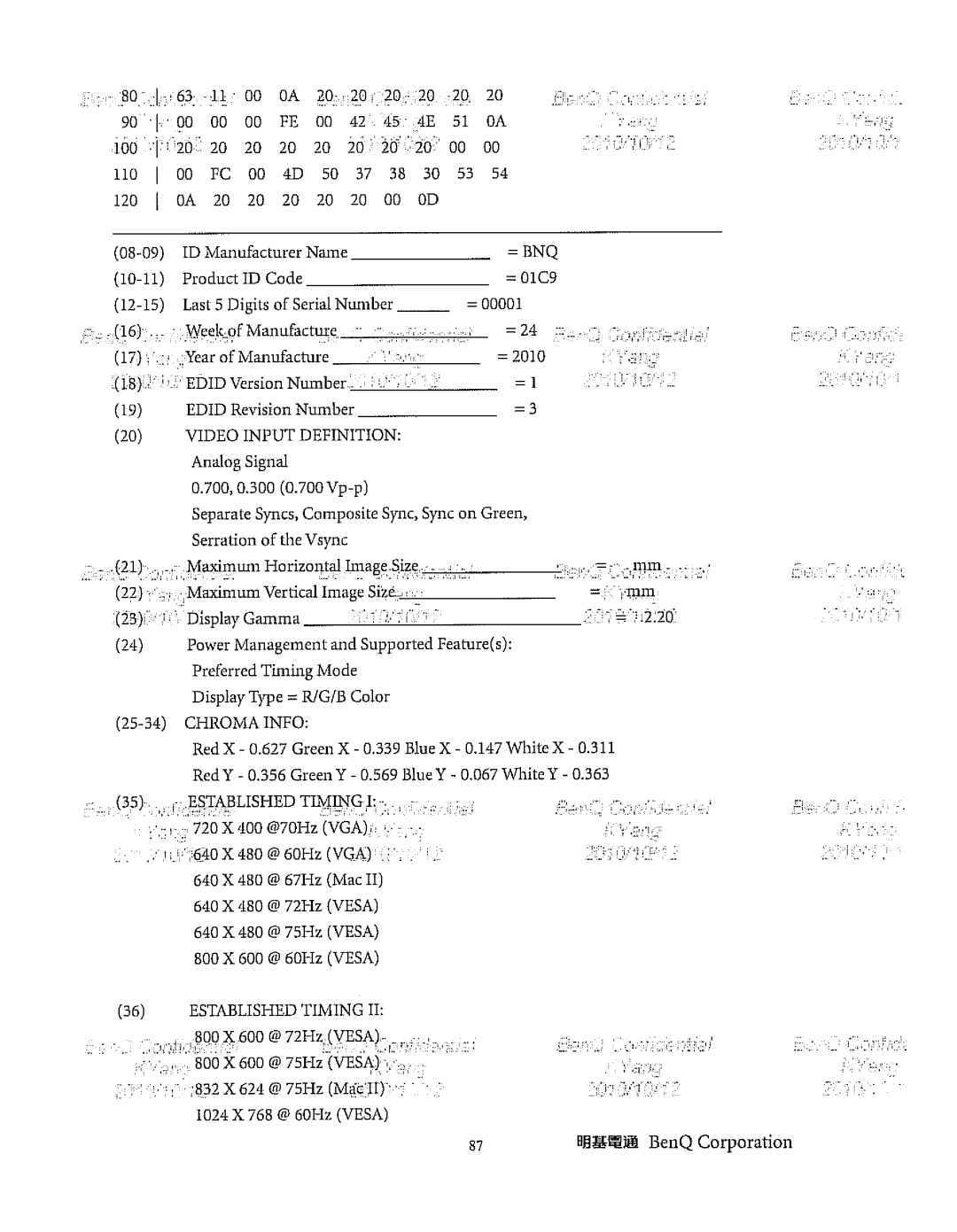 BenQ RS232 manual 