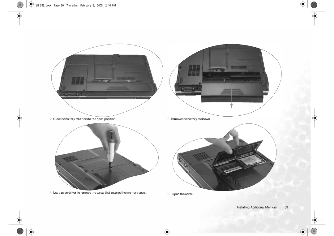 BenQ S52 user manual Slide the battery retainers to the open position 