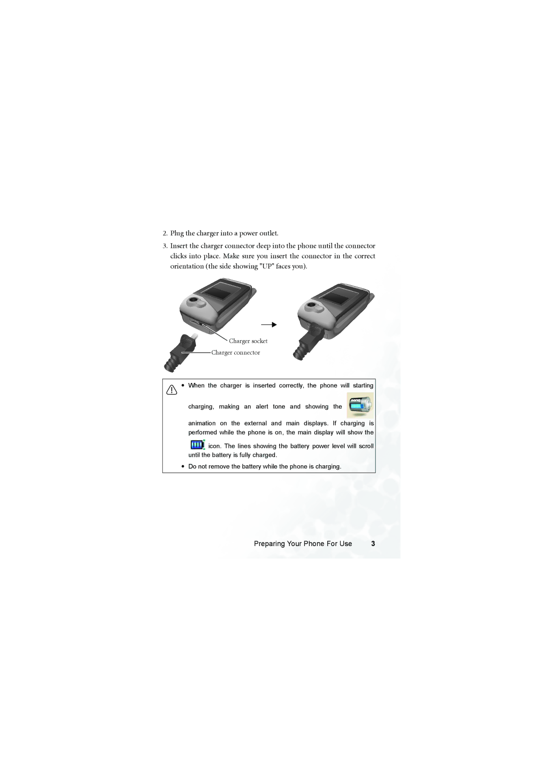 BenQ S700 user manual Charger socket Charger connector 