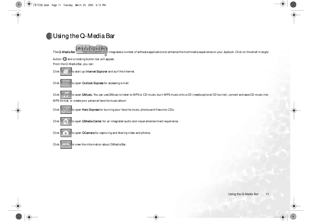 BenQ S72 user manual Using the Q-Media Bar 