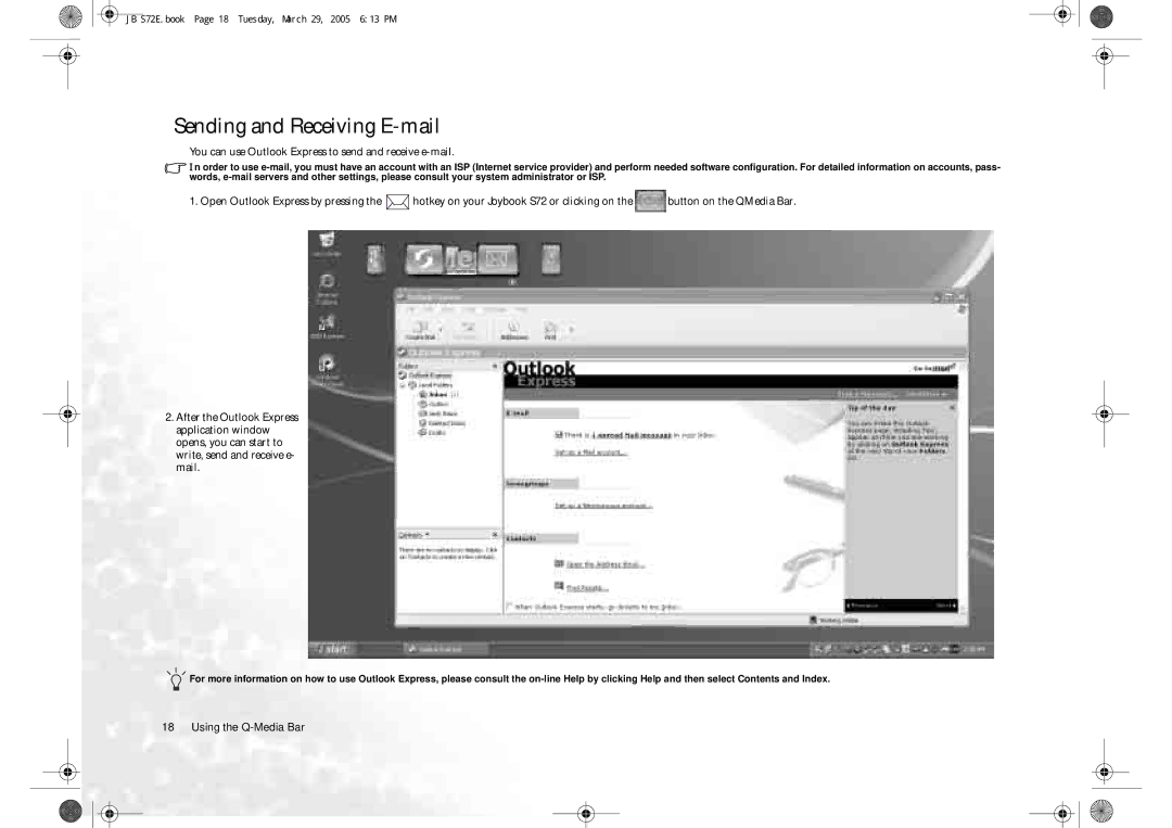 BenQ S72 user manual Sending and Receiving E-mail, You can use Outlook Express to send and receive e-mail 