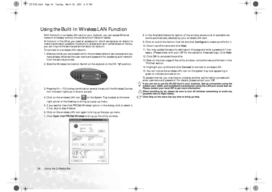 BenQ S72 user manual Using the Built-In Wireless LAN Function 