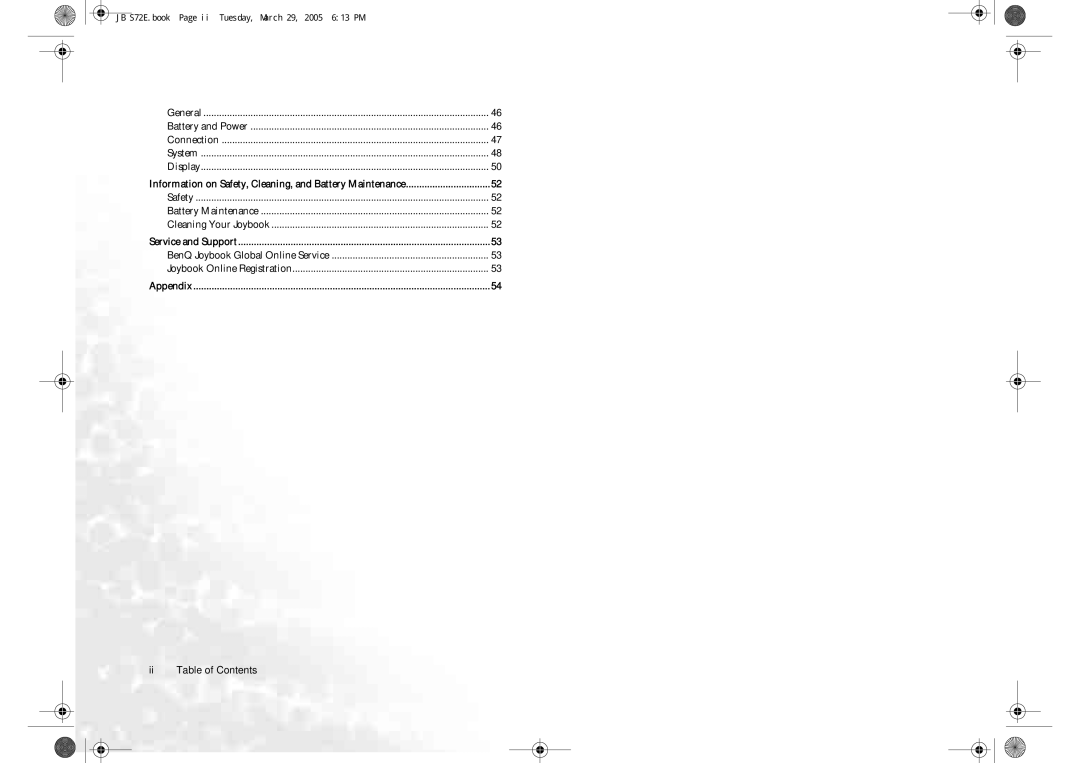 BenQ S72 user manual Ii Table of Contents 