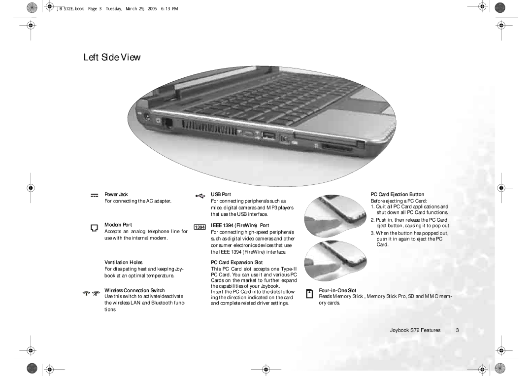 BenQ S72 user manual Left Side View 