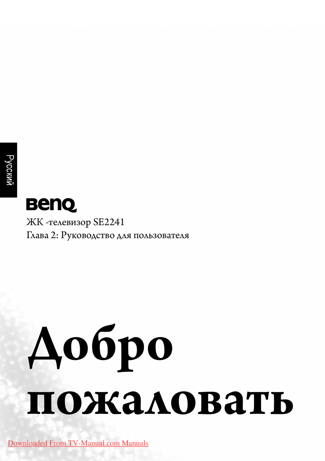 BenQ manual ЖК -телевизор SE2241 Глава 2 Руководство для пользователя 