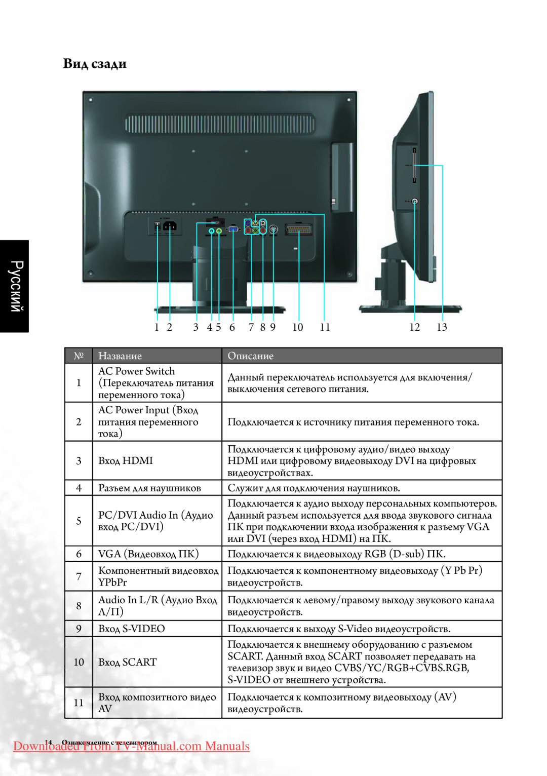 BenQ SE2241 manual Вид сзади 