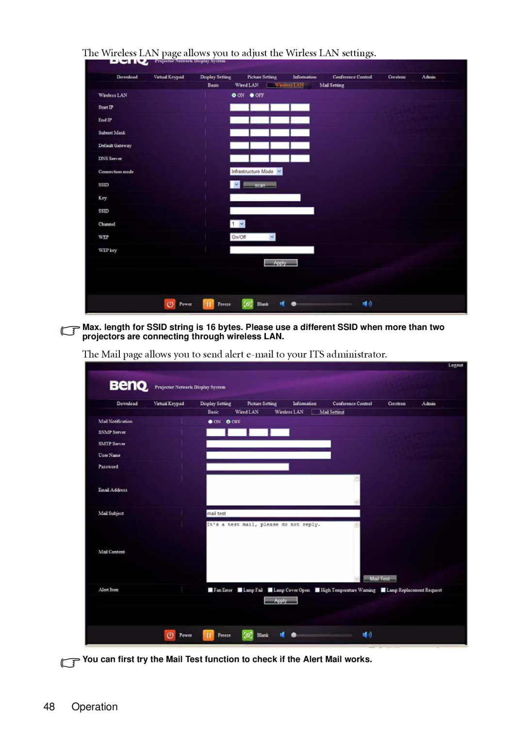 BenQ SH910 user manual Operation 