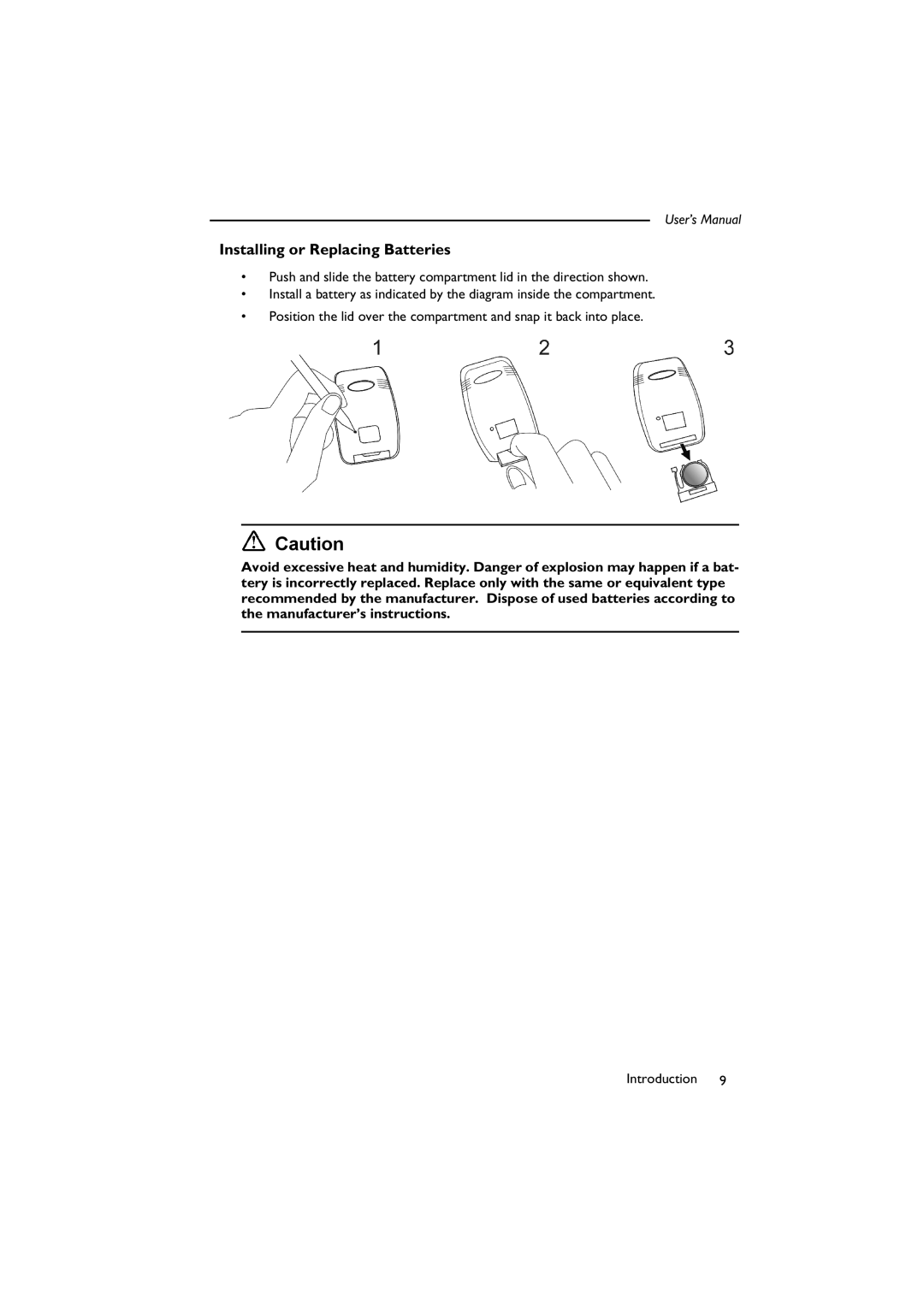 BenQ SL 705X/S user manual Installing or Replacing Batteries 