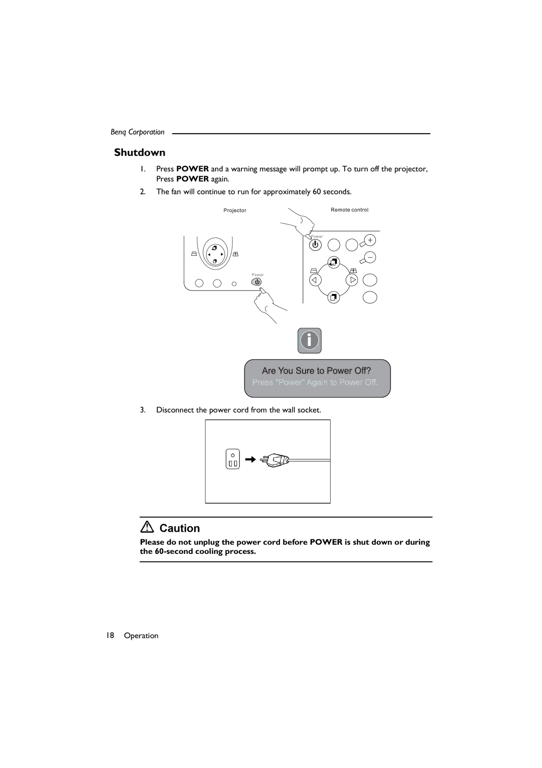 BenQ SL 705X/S user manual Shutdown 