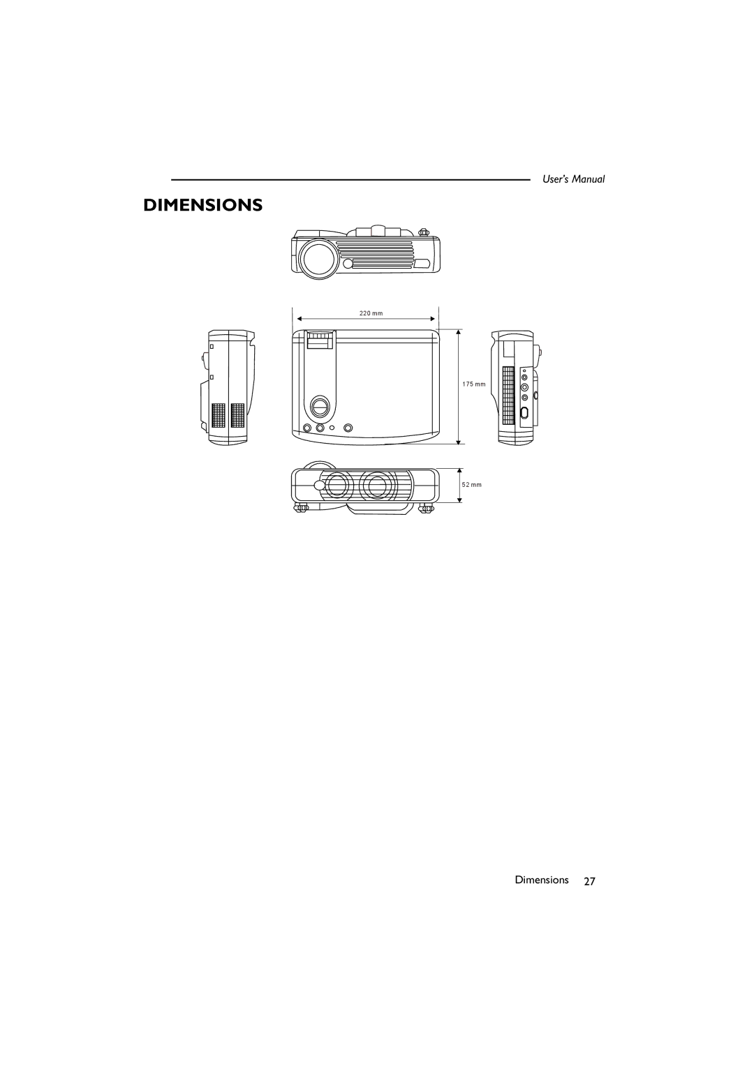 BenQ SL 705X/S user manual Dimensions 