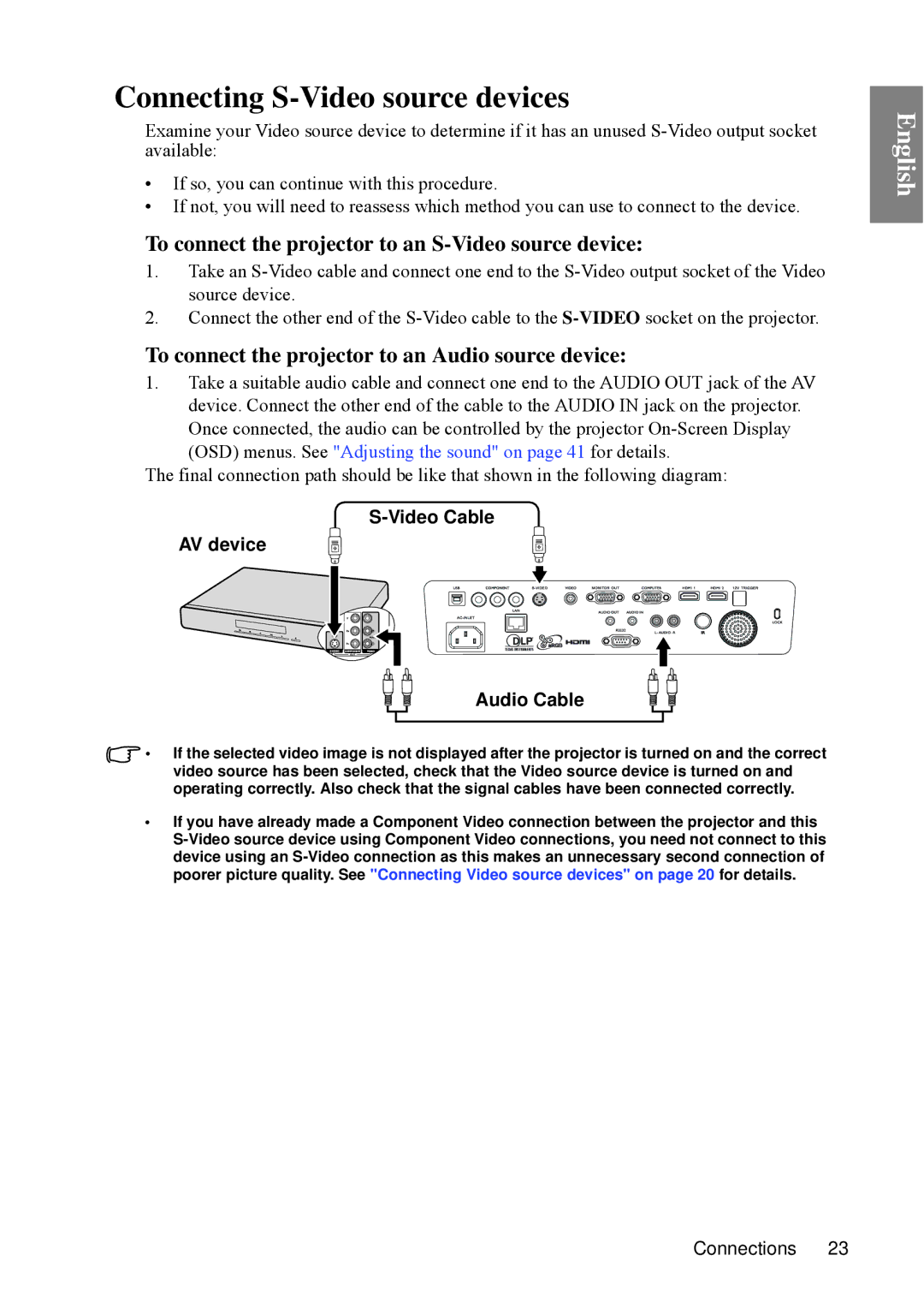 BenQ SP840 user manual Connecting S-Video source devices, To connect the projector to an S-Video source device 