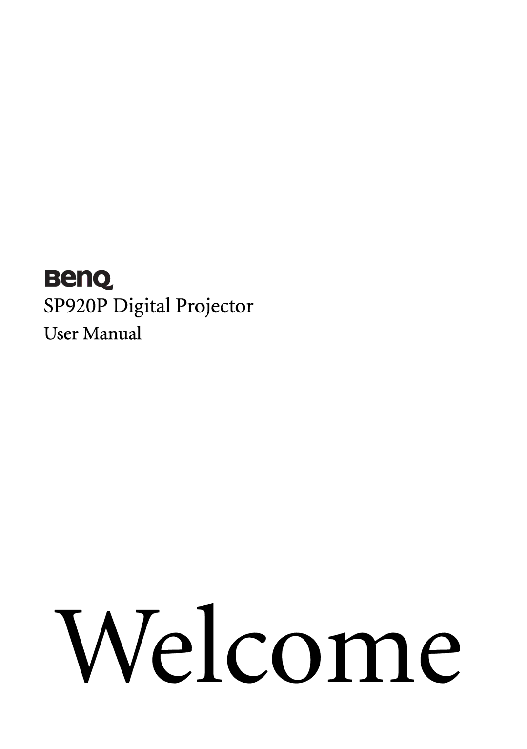 BenQ user manual Welcome, SP920P Digital Projector 