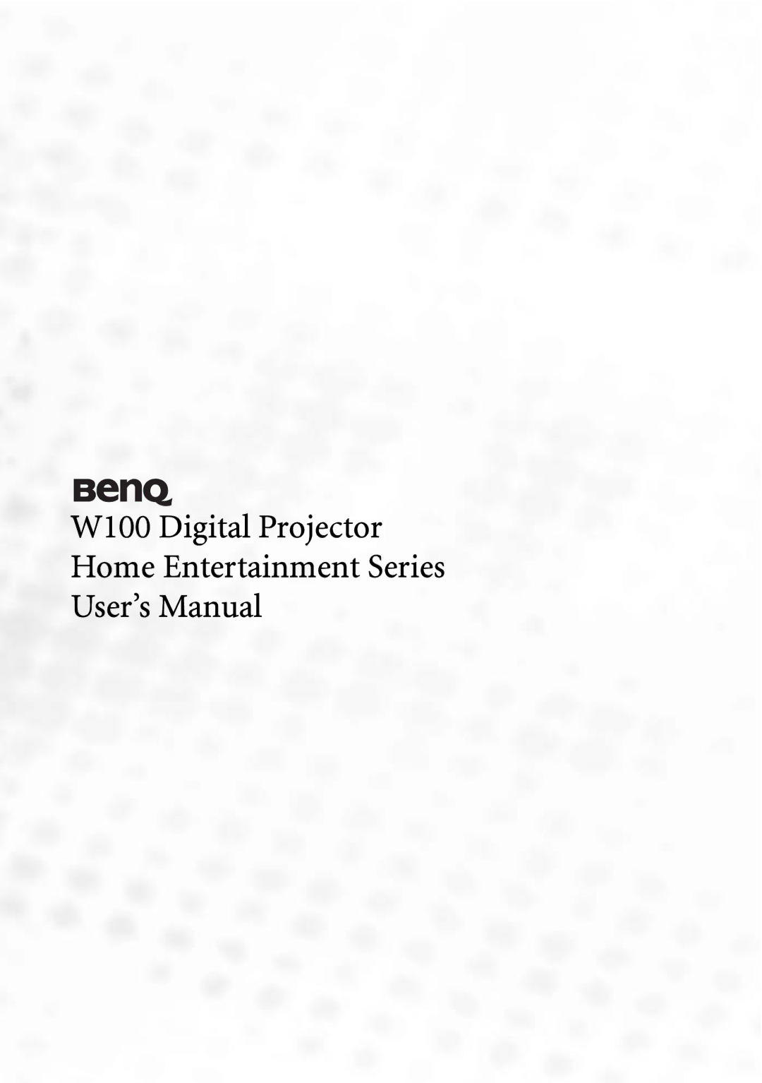 BenQ W100 user manual 