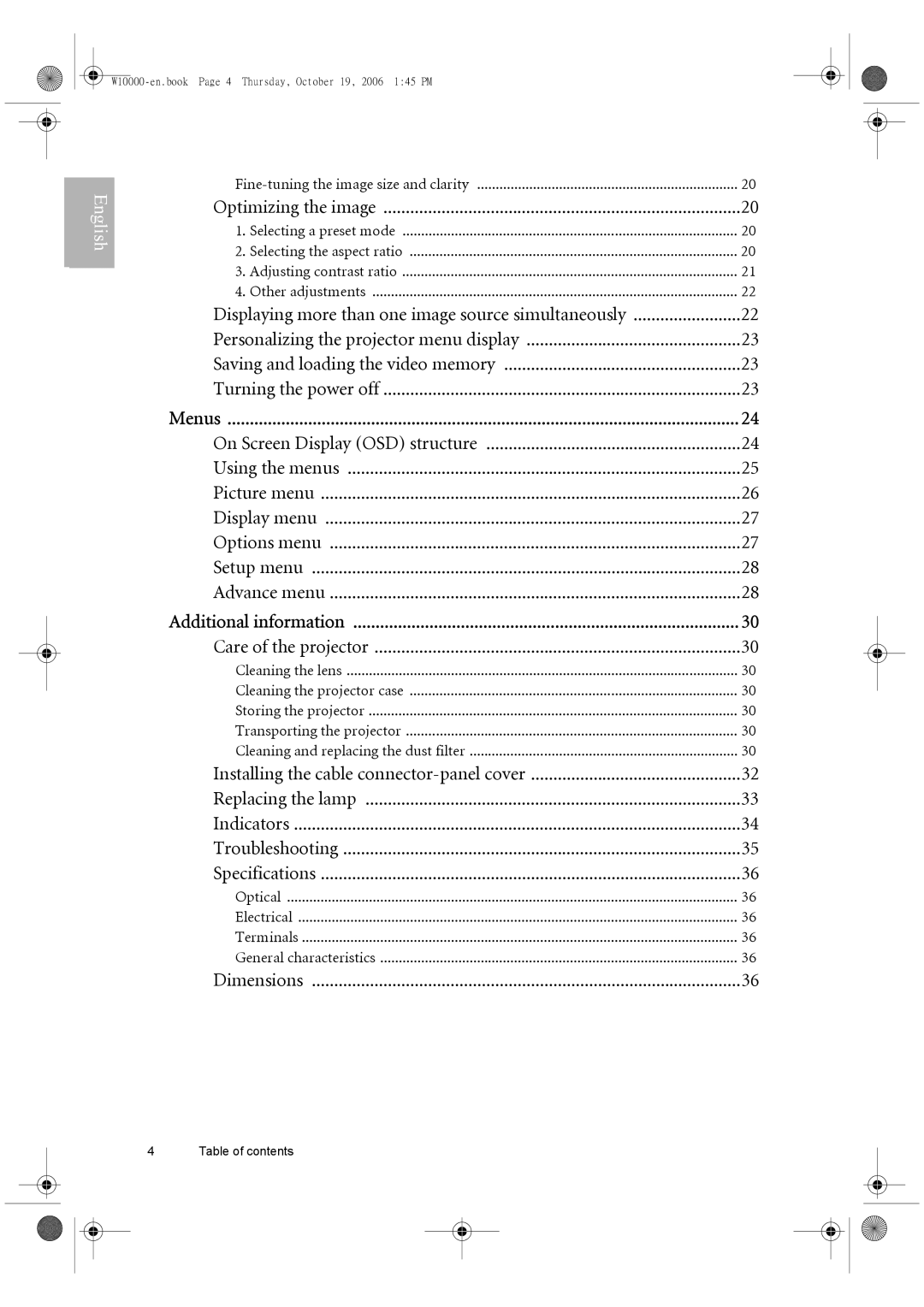 BenQ W10000/W9000 Fine-tuning the image size and clarity, Menus, Using the menus Picture menu Display menu, Indicators 