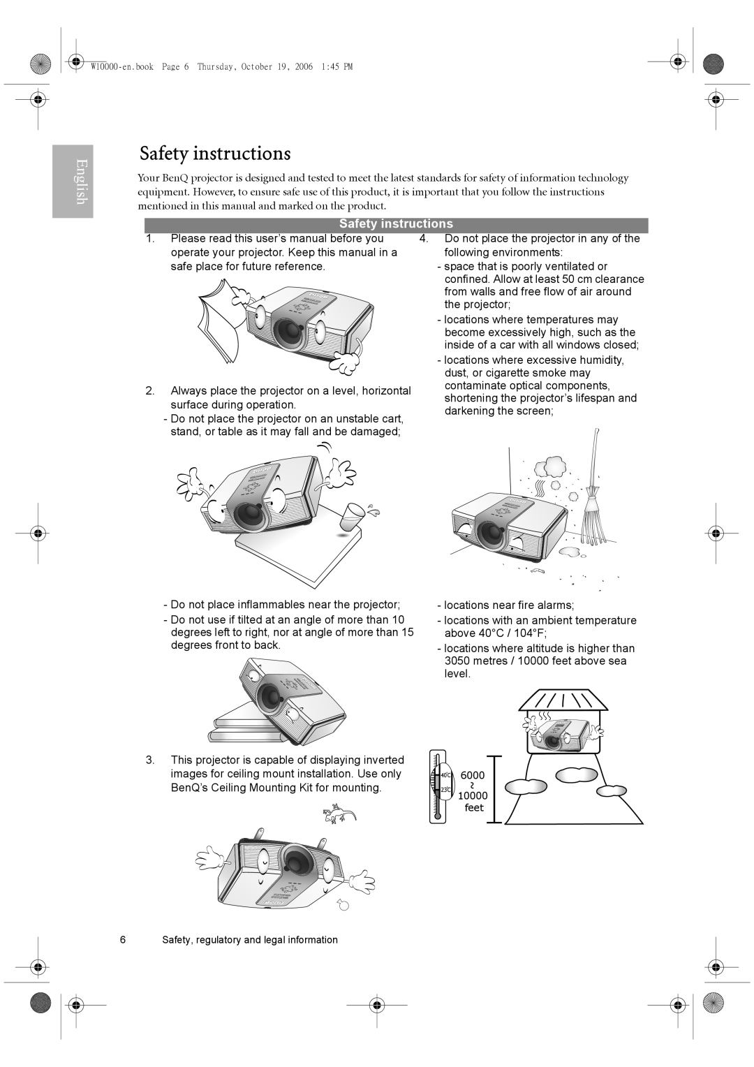 BenQ W10000/W9000 user manual Safety instructions 