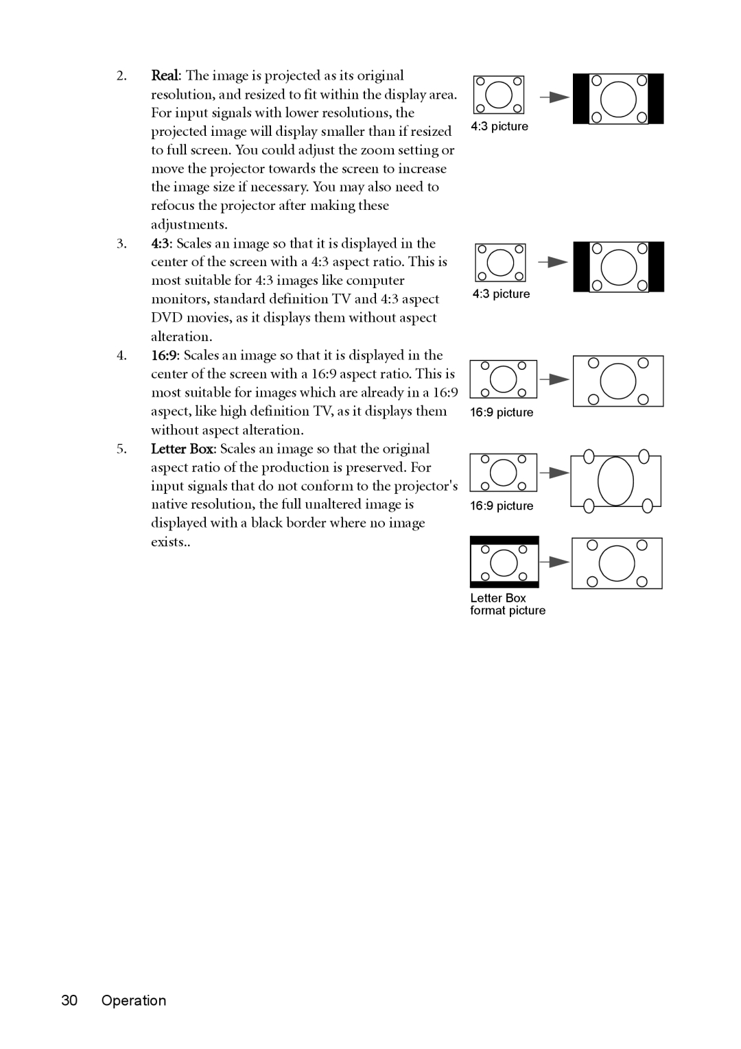 BenQ W1200 user manual Picture Letter Box format picture 