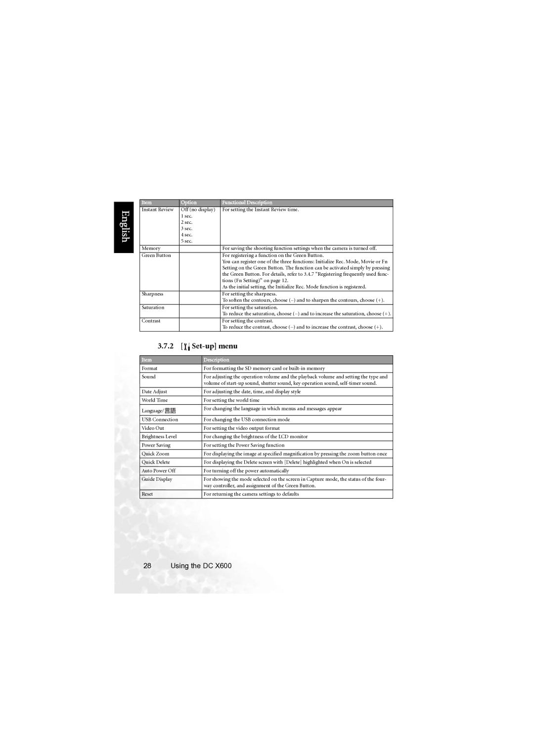 BenQ X600 user manual Set-up menu 