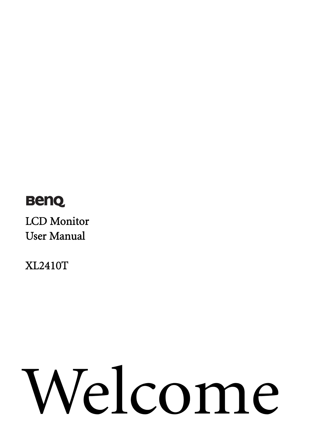 BenQ XL2410T user manual Welcome 