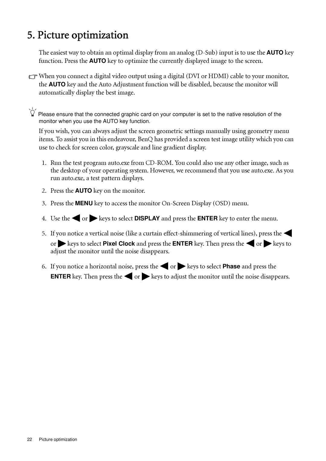 BenQ XL2410T user manual Picture optimization 