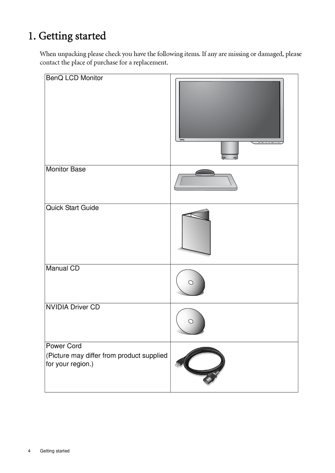 BenQ XL2410T user manual Getting started 