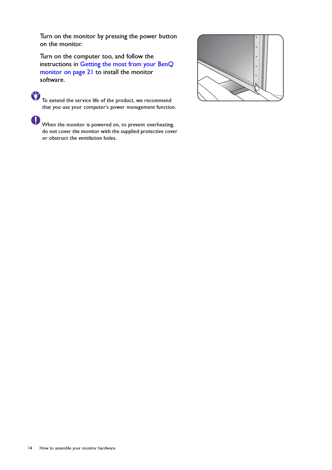 BenQ XL2420T / XL2420TX user manual How to assemble your monitor hardware 