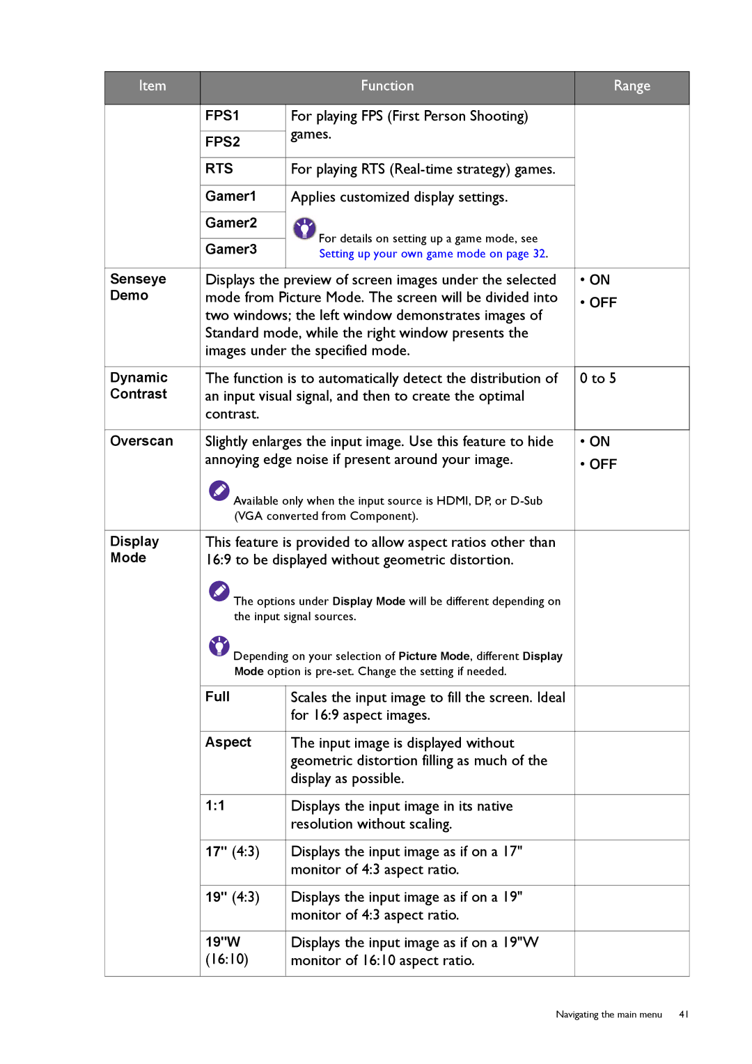 BenQ XL2420T / XL2420TX user manual For playing FPS First Person Shooting Games, For playing RTS Real-time strategy games 