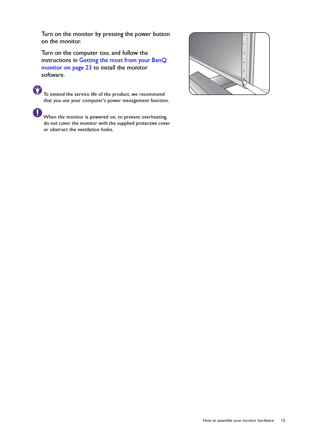 BenQ XL2420T user manual How to assemble your monitor hardware 