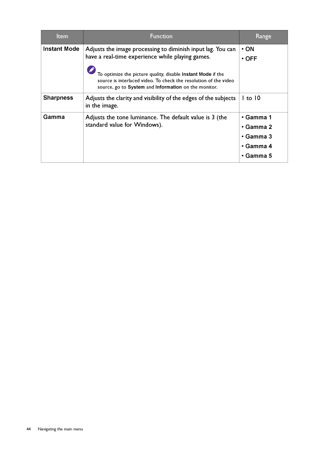 BenQ XL2420T user manual Adjusts the tone luminance. The default value is 3, Standard value for Windows 