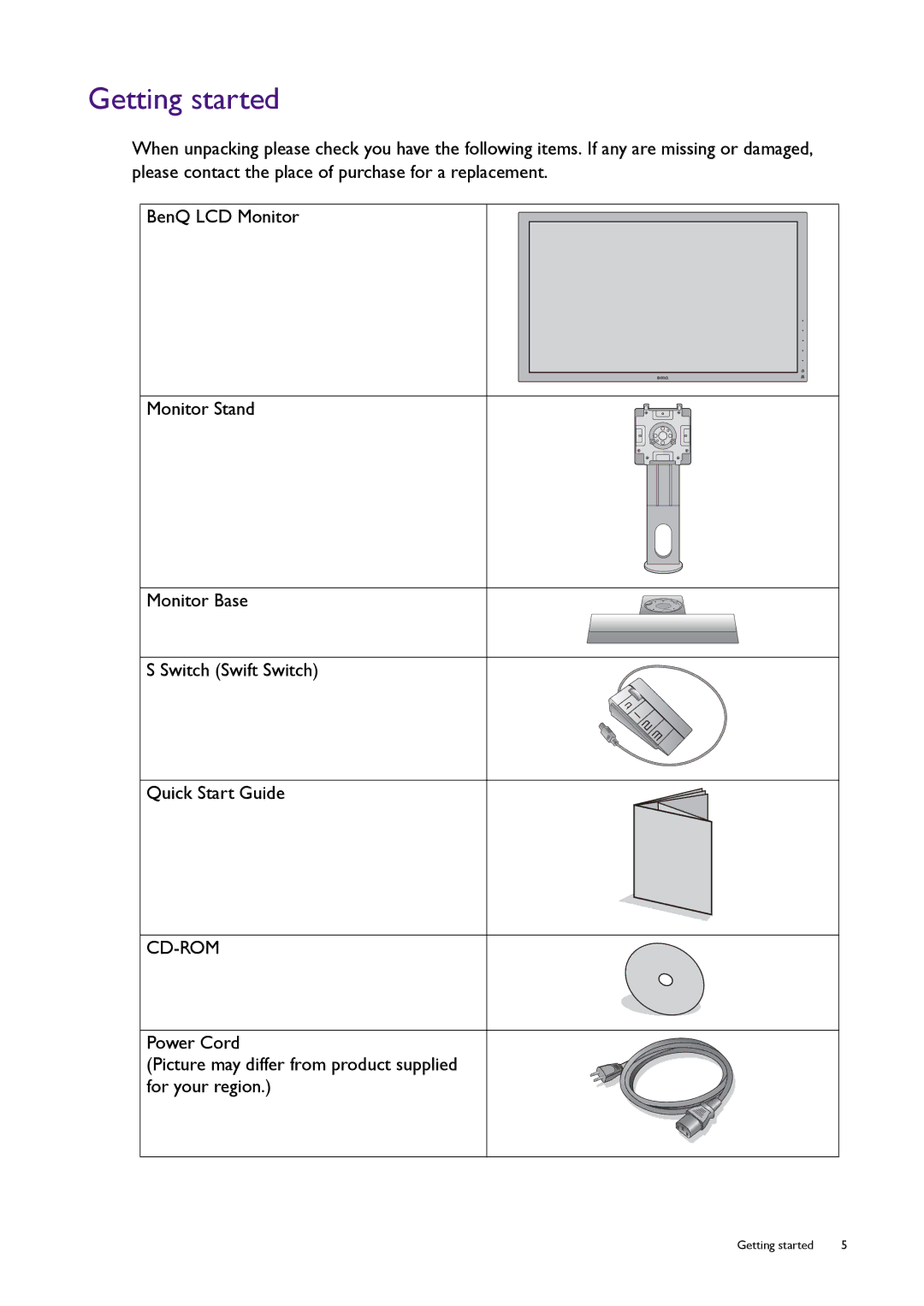 BenQ XL2420T user manual Getting started, Cd-Rom 