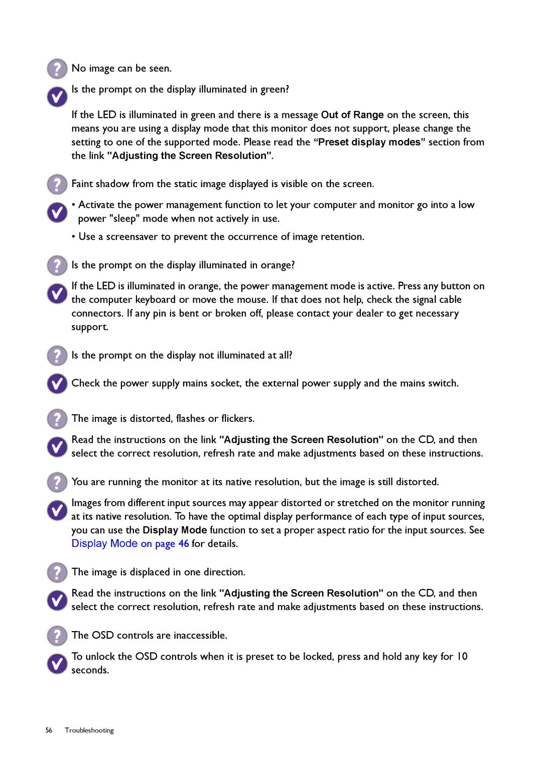 BenQ XL2420T user manual Troubleshooting 