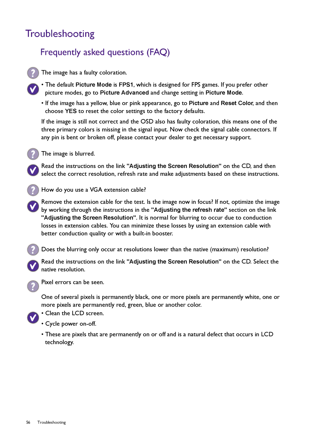 BenQ XL2720T user manual Troubleshooting, Frequently asked questions FAQ 