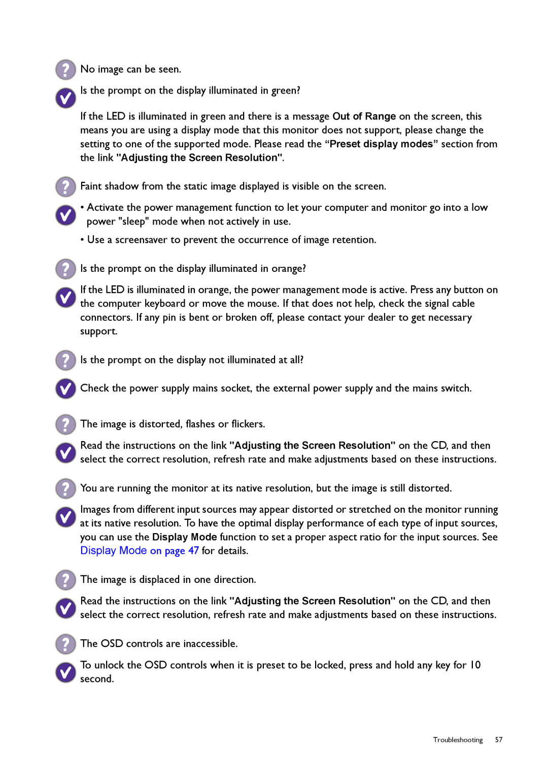 BenQ XL2720T user manual Troubleshooting 