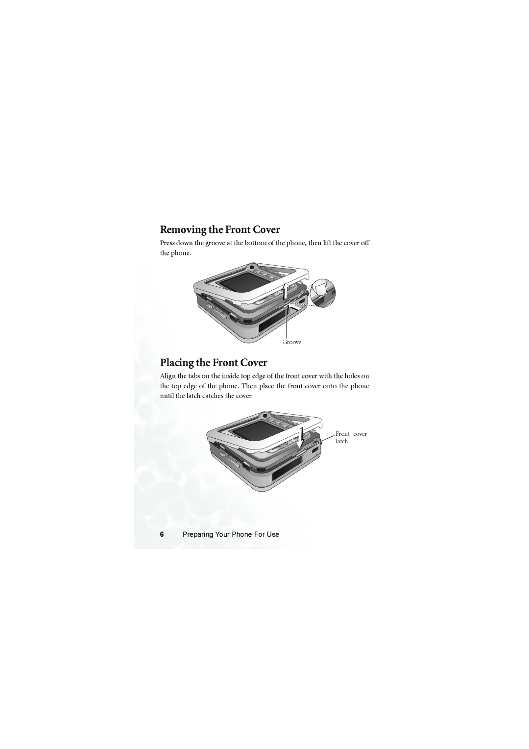 BenQ Z2 manual Removing the Front Cover, Placing the Front Cover 