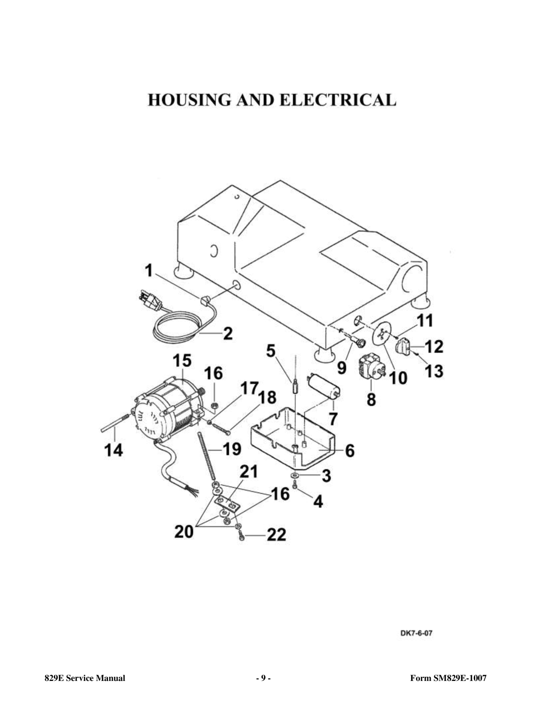 Berkel service manual Form SM829E-1007 