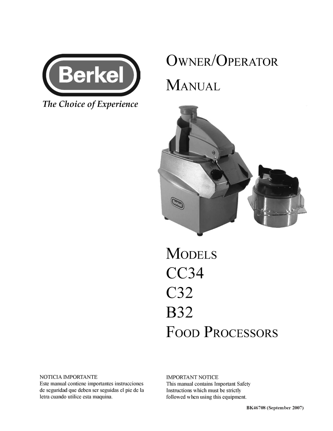 Berkel manual CC34 C32 B32 