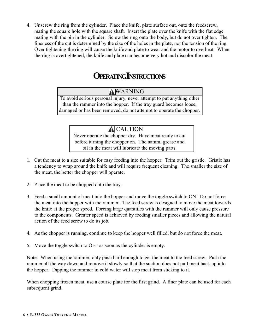 Berkel E-222 important safety instructions Operatinginstructions 