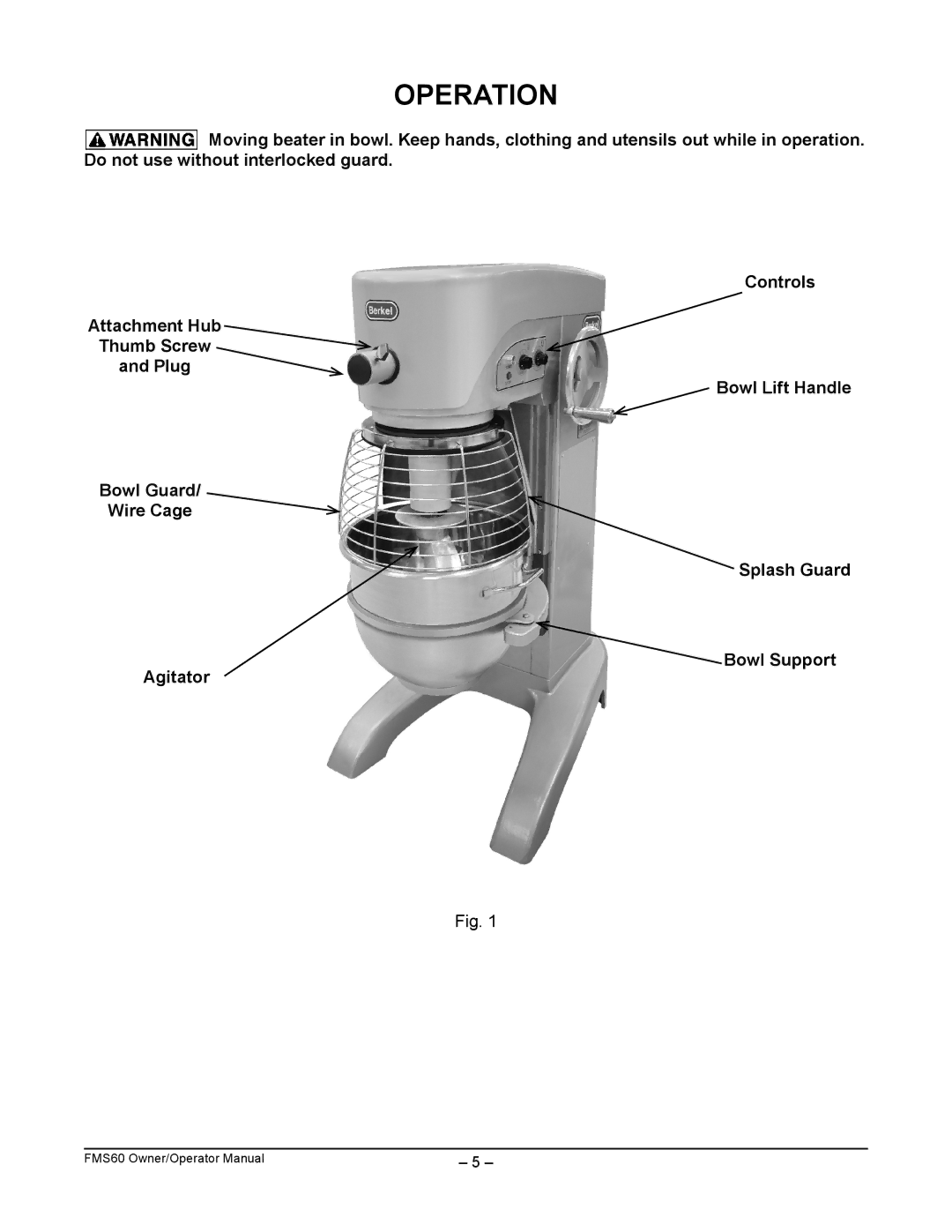 Berkel FMS60 manual Operation 