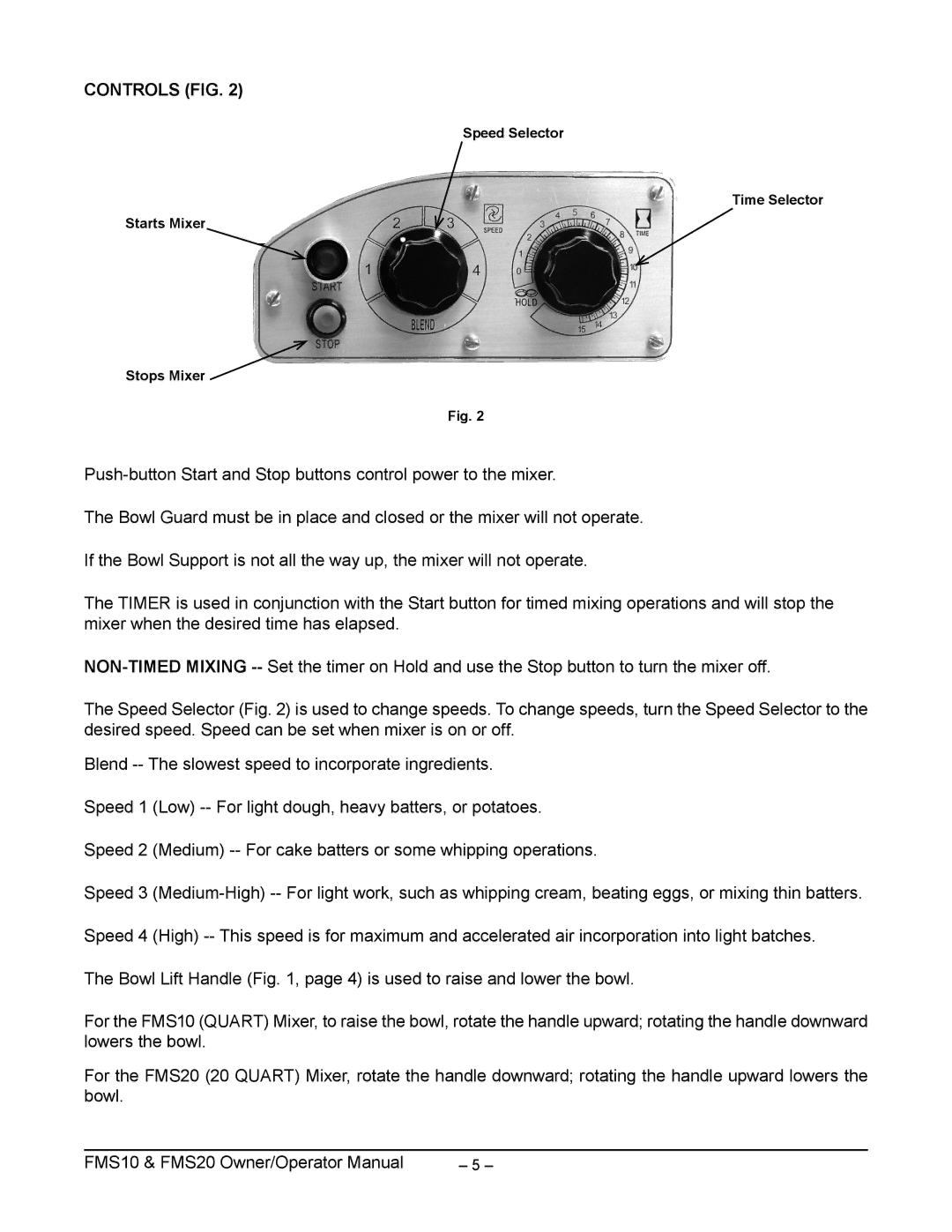 Berkel FMS10, ML-141018, ML-134327, ML-141040, FMS20, ML-141057 manual Controls FIG 