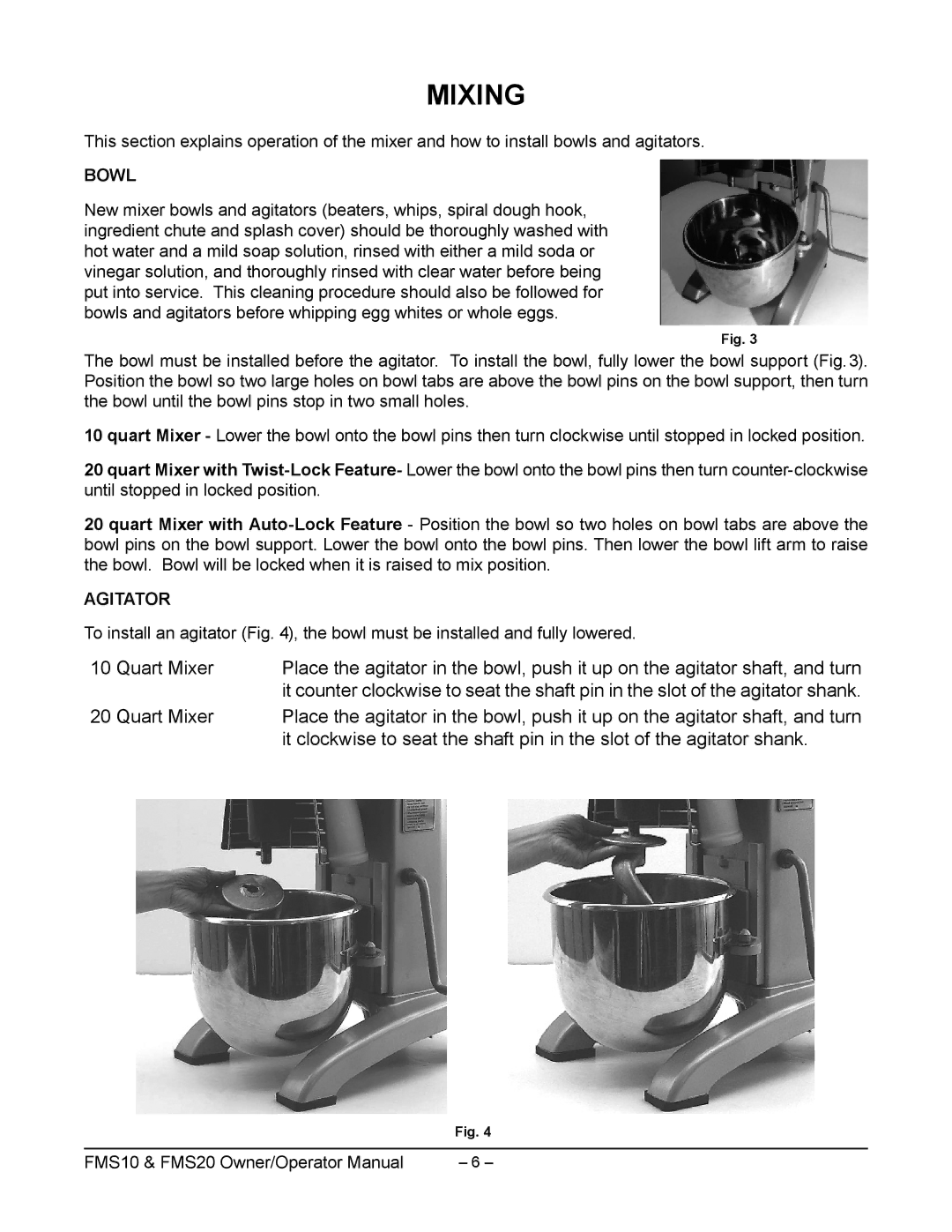 Berkel ML-141018, ML-134327, ML-141040, FMS20, ML-141057, FMS10 manual Mixing, Bowl, Agitator 