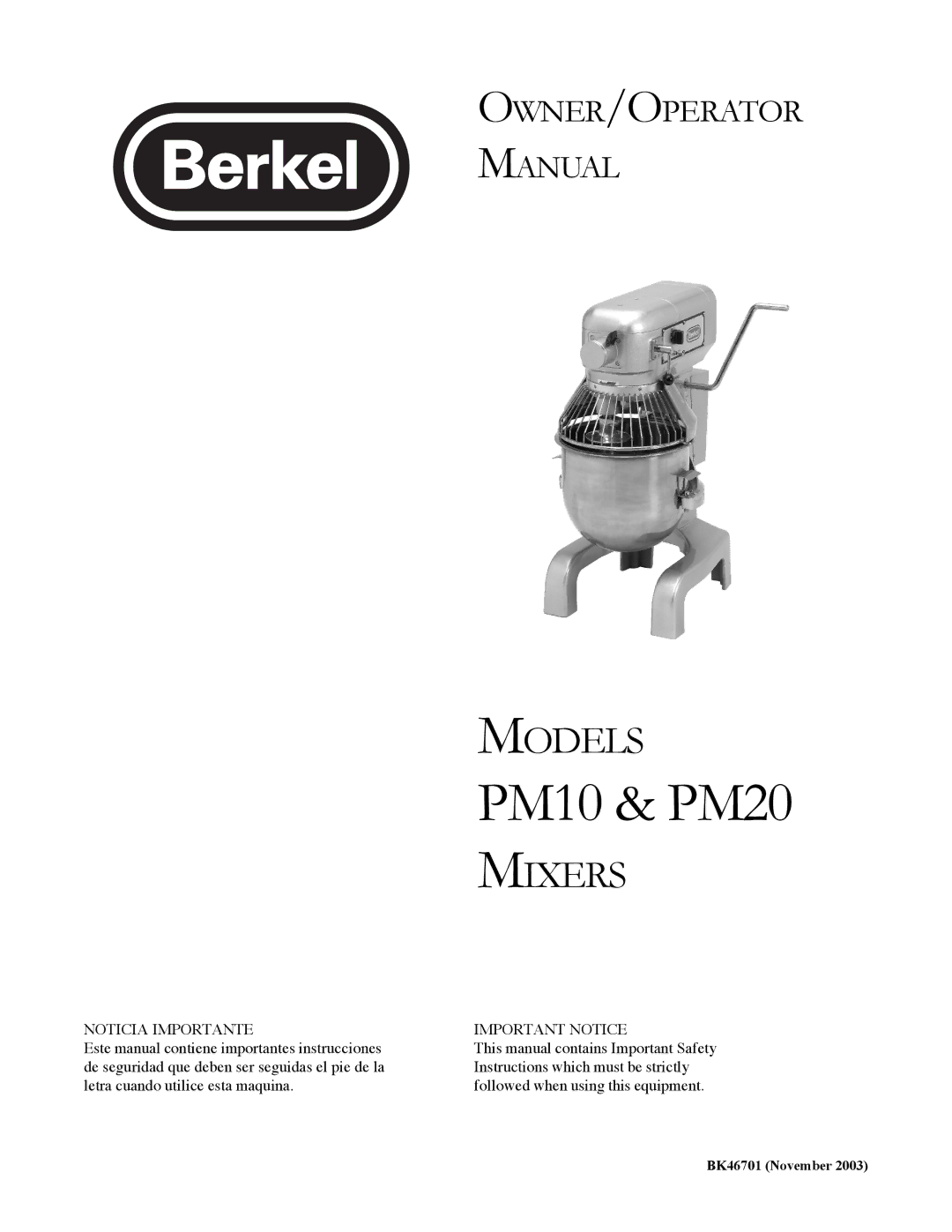 Berkel PM20, PM10 important safety instructions 30 30 