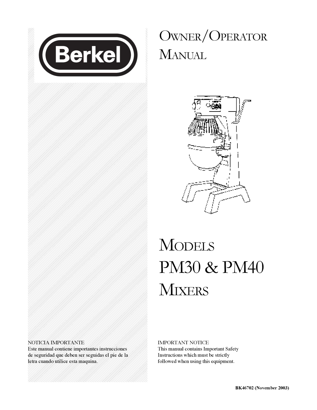 Berkel PM30, PM40 important safety instructions 30 30 