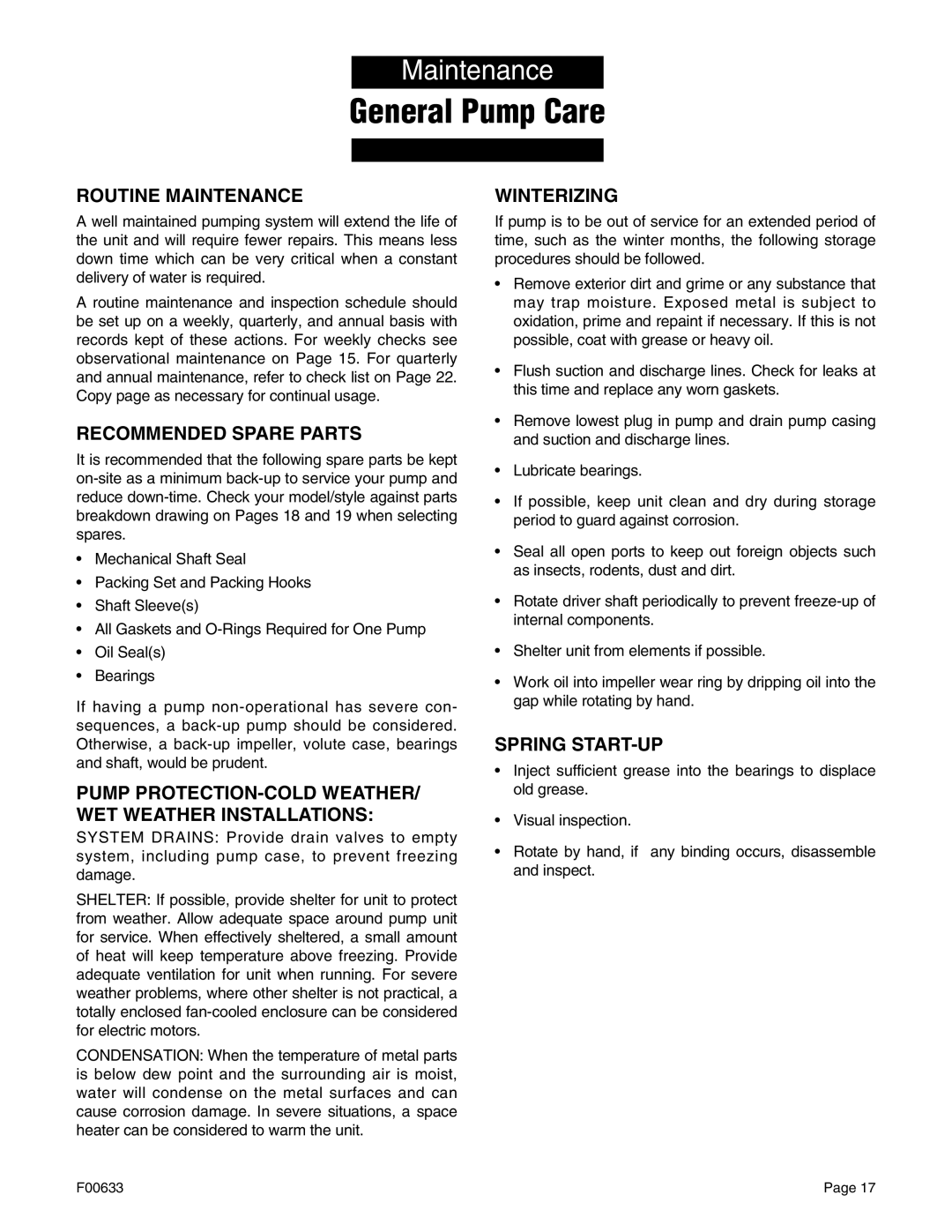 Berkley B4ZRKS, B3TRKS, B2ZRKL, B2XRKS owner manual General Pump Care 