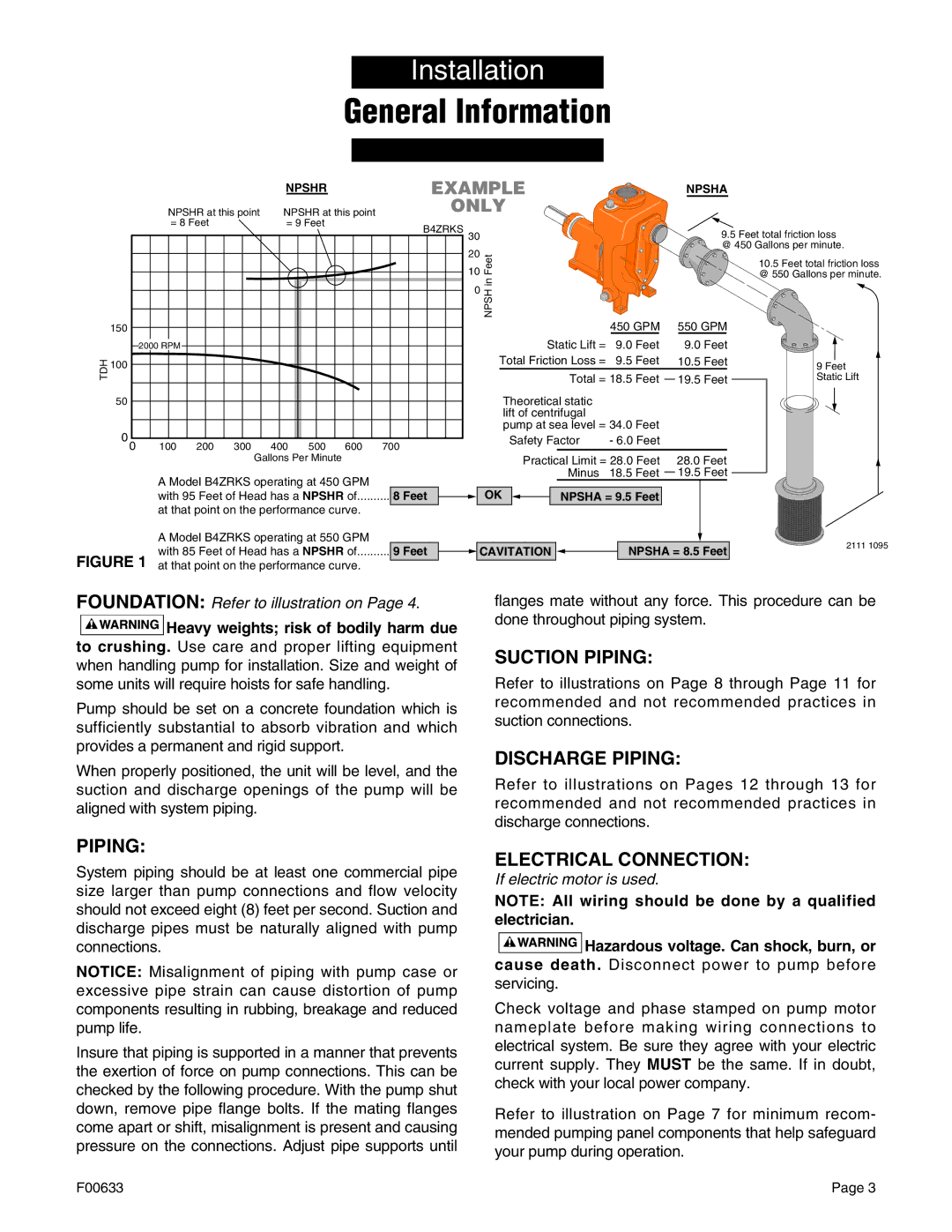 Berkley B2XRKS, B3TRKS, B4ZRKS, B2ZRKL owner manual Suction Piping, Discharge Piping, Electrical Connection 