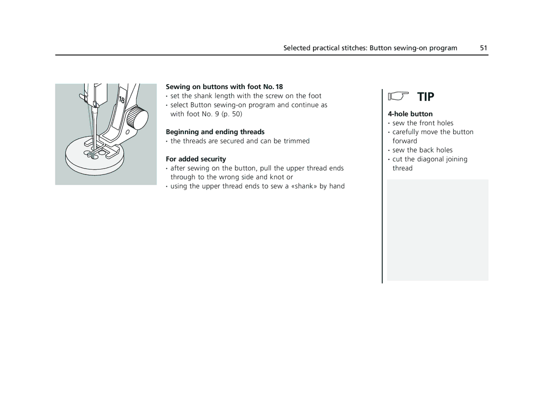 Bernina 135 S appendix Hole button 