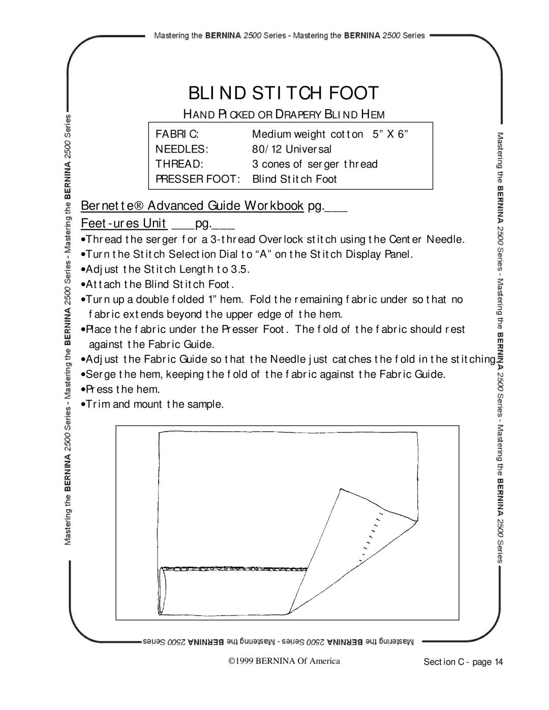 Bernina 2500 manual Medium weight cotton 5 X 