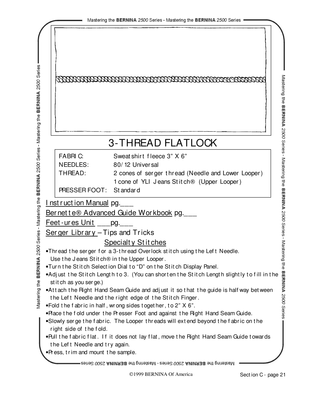 Bernina 2500 manual Thread Flatlock 